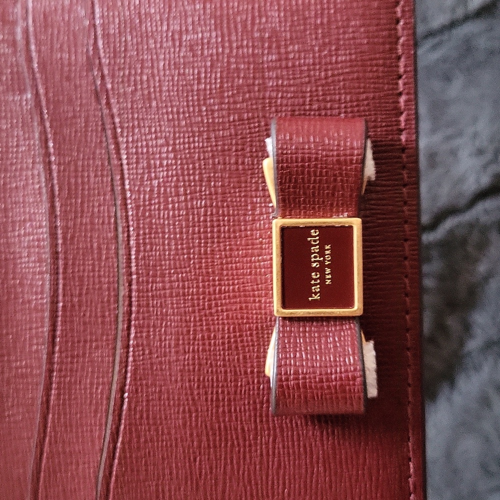 NWOT Kate Spade Morgan Bow Embellished Saffiano Leather Autumnal Red Card Holder - Picture 6 of 9